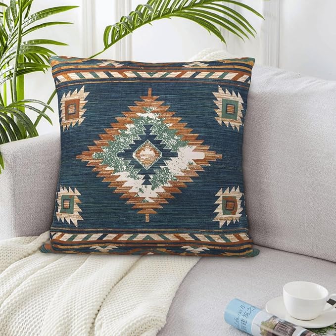 Aztec Western Throw Pillow Covers 16x16 Set of 2, Native American Pillow Covers Outdoor Decorative Pillow Case for Couch Bed Sofa Cushion Home Decor