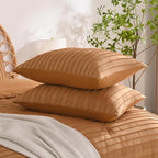 JELLYMONI Pillowcases Standard Size Rust 2 Pack Boho Striped Bed Pillow Covers 20x26in Polyester Envelope Pillow Shams Tufted Bohemian Textured (Pillows are not Included)