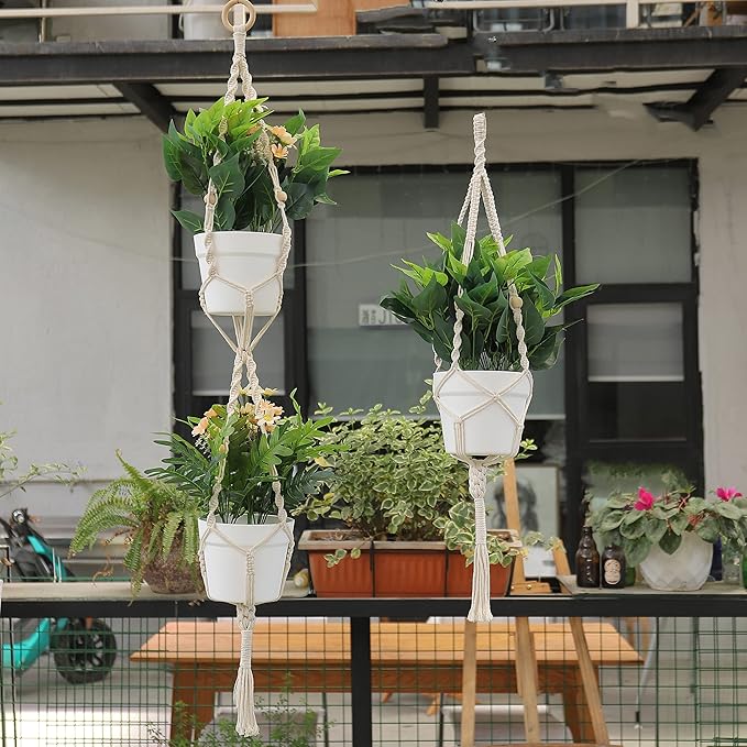 3 in 1 Macrame Kit for Beginners, 3mm x 220yards Cotton Macrame Cord, 3 DIY Macrame Plant Hanger Kits for Adults with Instructions Macrame Supplies Best for Macrame Plant Hanger Kit