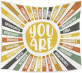 WARDOS Boho Colorful Sunshine Tapestry, You Are Inspirational Tapestry Wall Hanging, Colorful Boho Sun Positive Affirmation Wall Blanket Decor for Kids Room Nursery Playroom Classroom, 50x60 Inch