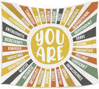 WARDOS Boho Colorful Sunshine Tapestry, You Are Inspirational Tapestry Wall Hanging, Colorful Boho Sun Positive Affirmation Wall Blanket Decor for Kids Room Nursery Playroom Classroom, 50x60 Inch