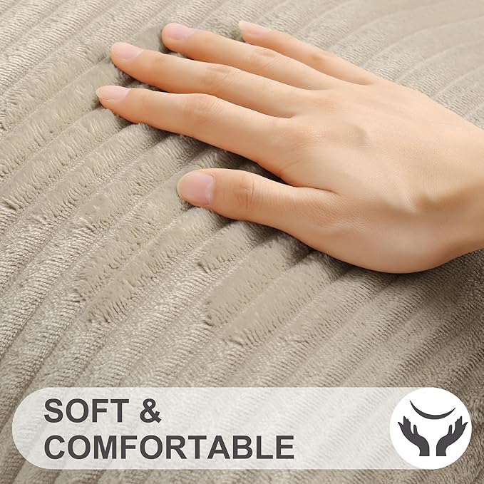 Simmore Decorative Spring Throw Pillow Covers 22x22 Set of 2, Soft Natural Plush Flannel Double-Sided Fluffy Couch Pillow Covers for Sofa Living Room, Light Brown