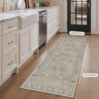 Bavni 2'6''x6 Rug Runners for Hallways, Washable Runner Rug Non Slip, Vintage Floral Print Style Rugs for Bedroom-Lightweight Low Pile Carpet for Hallways Bathroom, Earth Yellow