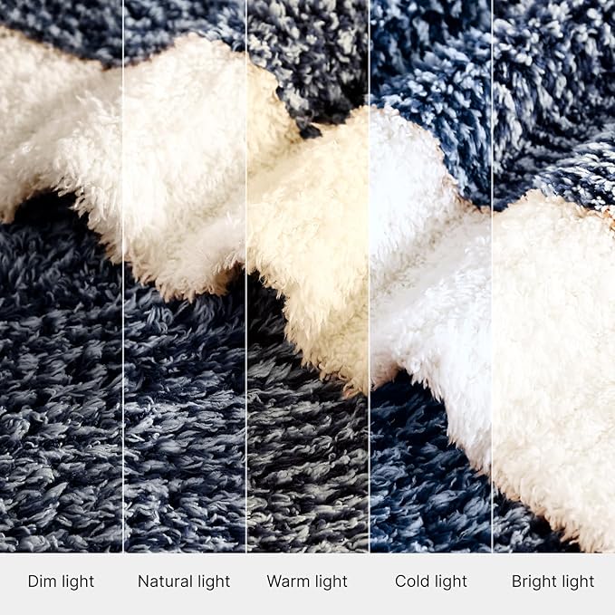 WRENSONGE Throw Blanket Cationic Dyeing Navy Blue Soft Cozy Fluffy Warm Hand Made Throw Blankets for Couch, Sofa, Chair, Bed, Camping, Picnic, Travel Lightweight Bed Blanket - 50"x60"