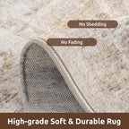 AMOAMI-Area Rug 9X12 Rugs for Living Room-Vintage Soft Beige Rugs for Bedroom-Non Slip Carpet-Washable Rug for Dining Room Living Room Bedroom Office Under Table