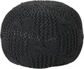 Christopher Knight Home Ansel Knitted Cotton Pouf, Dark Grey