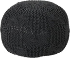 Christopher Knight Home Ansel Knitted Cotton Pouf, Dark Grey