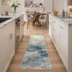 GENIMO 2X5 Washable Modern Runner Rug for Hallway, Non-Slip Low Pile Chenille Print Rug, Soft Rugs for Indoor Entryway Kitchen Corridor, Dusk Tide