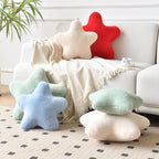 Xiashrk Star Pillow, Decorative Throw Pillows for Bed Couch, 15" Star Shaped Pillow Plush Floor Cushions Room Decor Pillow with Faux Rabbit Fur for Sofa Bedroom Living Room (Red, 19.6" x 19.6")