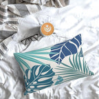 Tropical Pillow Covers 12x20 Set of 2 Navy Blue Aqua Teal Monstera Palm Leaf Pillowcase Summer Decorations Tropical Outdoor Throw Pillows Linen Decor Botanical Plant Cushion Case for Home Bed