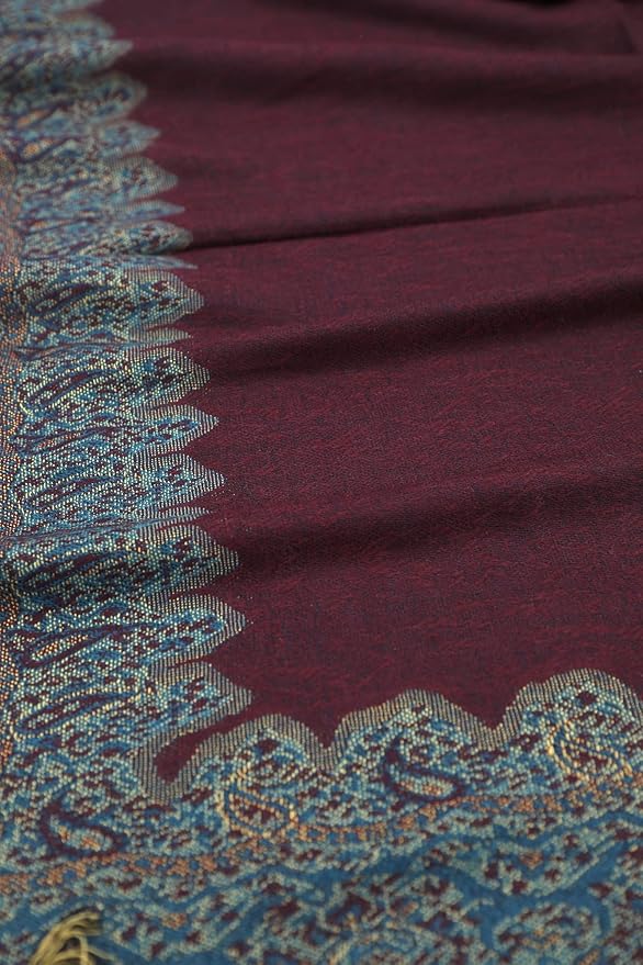 Achillea Reversible Paisley Pashmina Rave Scarf – Exotic Indian Shawls and Wraps for Evening Dresses, Festivals, All Seasons