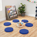 ECR4Kids SoftZone Floor Cushions, Round, Flexible Seating, Blue, 6-Piece