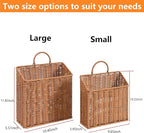Set of 2 Woven Hanging Wicker Basket for Front Door, Handmade Rattan Hanging Wall Baskets for Garden Farmhouse Home
