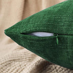 Set of 4 Soft Textured Decorative Throw Pillow Covers 18x18 Inch Cozy Farmhouse Cushion Cover Square Accent Pillow Cases for Bed Couch Sofa Living Room, Dark Green