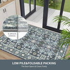 Washable 6×9 Area Rug for Living Room, Vintage Floral Rug Soft Non Slip Stain Resistant Boho Carpet for Indoor Bedroom Dinning Room Home Office Blue/Navy