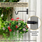 RTZEN Plant Hangers Outdoor or Indoor - Wrought Iron Metal Hanger Indoor Hook - Heavy Duty Wall Bracket Hooks for Hanging Plants Baskets Lanterns Wind Chimes - 2 Pack (Black Shepherds Hooks 7.5")