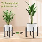 2PCS Adjustable Metal Plant Stand Black, Fits 6 -10 Inch Heavy Duty Flower Pots Holder - Floor Single Plant Stands Indoor Outdoor for Corner Planter Outside Potted Plants (Pot Not Included)