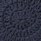 Casafield Pouf Ottoman Footstool, 13" Round x 11" High, Hand-Knitted Cotton Footrest, Non-Skid Wood Legs, Boho Foot Stool for Living Room, Bedroom (Navy Blue)