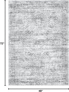 Area Rugs 4x6 for Living Room, Vintage Washable Rugs for Dining Room, Kitchen, Non-Slip Area Rug Grey