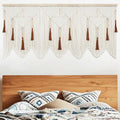 ANROYE Large Macrame Wall Hanging, Boho Woven Tapastry with Wood Bead Tassel, Above Bed Minimalist Decor for Bedroom, Bohemian Art Decoration for Living Room Apartment Home