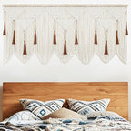 ANROYE Large Macrame Wall Hanging, Boho Woven Tapastry with Wood Bead Tassel, Above Bed Minimalist Decor for Bedroom, Bohemian Art Decoration for Living Room Apartment Home