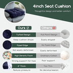 HIGOGOGO Tufted Corduroy Recliner Seat Cushion for Elderly, High Density Foam Large Square Seat Cushion for Recliner Chair, Floor Pillow, Office Chair, Car, No Pressure on Thighs, 20x20x4, Navy