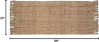 Hand Woven Chunky Jute Runner Rug 2.5x8 Feet Natural, Large Farmhouse Reversible Neutral Hign Knot Textured Floor Mat for Living Room, Hallway, Kitchen | Decorative Rustic Patio Carpet for Bedroom