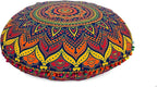 ICC 32 Inch Floor Pillows & Cushions Covers Decorative Hippie Mandala Pouf Pillow Covers Bohemian Seating Meditation Cushion Cover Large Boho Ottoman Case Pillowcase for Couch Blue Multi