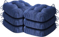 Chair Cushions for Dining Chairs, Dining Chair Cushions, Tufted Indoor Chair Pads with Ties & Non Slip Backing, Seat Cushions for Kitchen Chairs 16.5” x 16.5” x 3.5”, Set of 6, Navy Blue