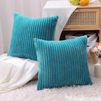 Simmore Decorative Spring Euro Sham Throw Pillow Covers 24x24 Set of 2, Soft Natural Plush Flannel Double-Sided Fluffy Couch Pillow Covers for Sofa Living Room, Teal