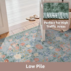AMOAMI Front Door Mat Indoor Entrance, 2x3 Machine Washable Floral Rugs for Entryway Rug Non Slip Ultra-Thin Soft Boho Small Area Rug Low Pile Throw Rugs for Entrance Kitchen Bathroom, Green