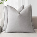 Foindtower Pack of 2, Decorative Linen Soild Throw Pillow Covers Soft Accent Cushion Case Boho Farmhouse Pillowcase for Chair Couch Sofa Bedroom Living Room Home Decor 24 x 24 Inch Light Rustic Gray