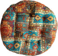 vctops Bohemian Patchwork Round Chair Seat Cushions for Dining Kitchen Office Chairs Patio Soft Cotton Linen Chair Pads (Blue,Diameter 22")