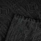 Superior Fleece Boho Jacquard Blanket, Decorative Blankets for Bedroom, Sofa, Fuzzy, Plush, Fluffy, Soft, Cute Room Decor, Beautiful Cover, Comfort Essentials, Arctic Collection, Full/Queen, Black