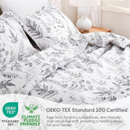 JSD Grey White Floral Quilt Set Twin Size, 2 Piece Printed Bedspreads Coverlet with Pillow Sham, Soft Microfiber Quilted Blanket