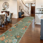 Lahome Floral Hallway Runner Rug Non Slip, 2'6''x10' Washable Runner Rug Soft Ultra-Thin Soft Kitchen Runners for Hallways, Distressed Carpet for Entryway Bathroom Flore (Green)