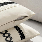 MIULEE Set of 2 Black Boho Decorative Lumbar Pillow Covers 12x20 Inch Farmhouse Rustic Couch Throw Pillows Modern Cotton Cushion Covers Retro Cute Macrame Woven Spring Home Decor for Bed Sofa Chair