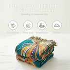 MSGKV Boho Throw Blanket for Couch 100% Cotton Embroidery Blanket 50"x60" Sofa Bed Chair Muslin Spring Breathable All Seasons Lightweight Farmhouse Blankets Home Decor