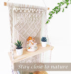Macrame Wall Hanging Shelf (Tier 2, Natural White)