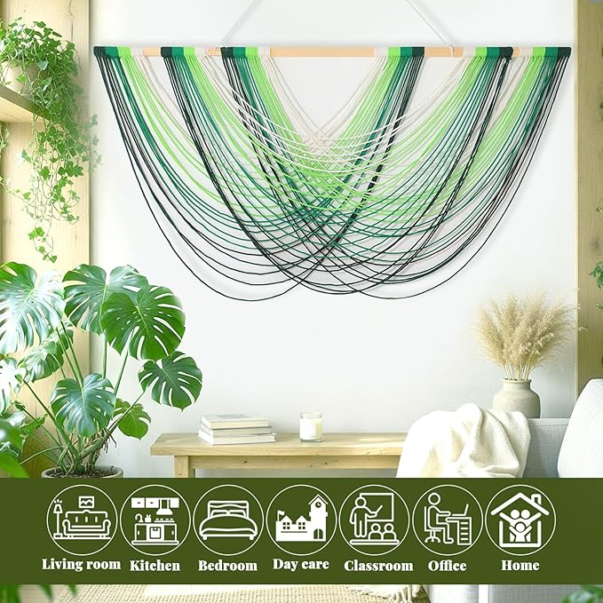 Tiamon Boho Wall Decor - 59''W x 35.4'' L Macrame Wall Hanging Dip-Dye Large Tapestry Art for Home Bathroom Farmhouse Bedroom Living Room Office Natural Modern Rustic Decoration