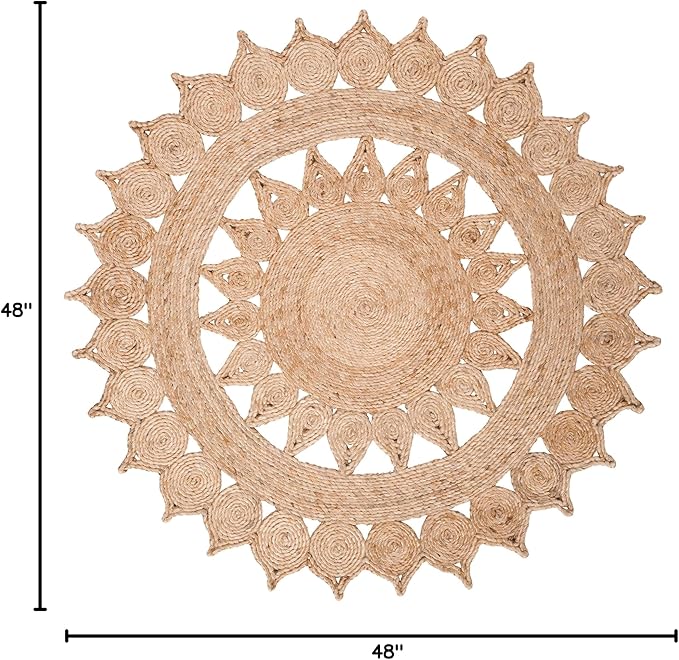 SAFAVIEH Natural Fiber Round Collection 4' Round Natural NFB246A Handmade Boho Country Charm Jute Area Rug
