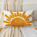 Adabana Boho Decorative Throw Pillow Covers 12x20 Tufted Yellow Sun Sunshine Pillow Cover for Bedroom Living Room Bed Sofa