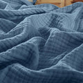 PHF 100% Cotton Muslin Throw XL Blanket Large 50" x 70", 4-Layer Lightweight Gauze Throw, Breathable Cloud-Soft Minimalist Blanket for Bed, Couch, Camping & Baby, Denim Blue, Ideal Gift