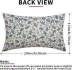 Light Blue Floral Pillow Covers 12x20 Set of 2 Vintage Rustic Old Style Cute Small Flower Blue Cream Print Decorative Outdoor Pillowcases Farmhouse Throw Cushion Case Decor for Couch Sofa Bed