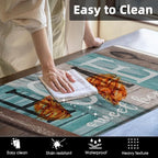 Arttown Farmhouse Anti-Fatigue Kitchen Rug Set of 2 Brown Teal Home Sweet Wood Vintage Cushioned Floor Standing Mat Waterproof Non-Slip Kitchen Mat and PVC Ergonomic Comfort Foam Rug