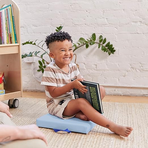 ECR4Kids SoftZone Floor Cushions, Square, Flexible Seating, Powder Blue, 6-Piece
