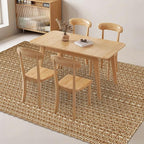 Washable Area Rug 5x7 ft,Rubber Backed Non Slip Neutral Rugs for Living Room,Office Rugs,Braided Bedroom Rug,Faux Jute Rug,Indoor Floor Solid Carpets for Dining,Tan Brown