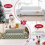 Reversible Couch Cover Blanket, Christmas Couch Cover, Chenille Sofa Cover Blanket, Christmas Sofa Covers Washable, 71"×71" Couch Protector for Recliner & Chair (1PC, Green, Single Seater)