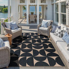 Lahome Modern Geometric Easy Jute 5x7 Rugs, Washable Carpet for Living Room Dining Room, Neutral Black Semi-Circle Rug for Outdoor Patio Office Classroom Backyard