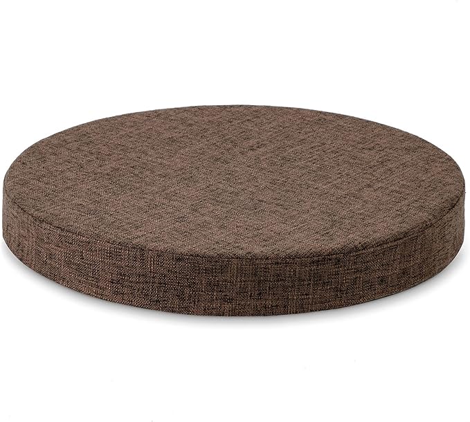 Tromlycs Round Chair Seat Cushion Pad 16 inch for Circle Bistro Chairs Non Slip Foam Cushion Brown